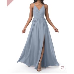 Azazie Gracie in Dusty Blue Size A0